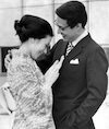 津川雅彦と朝丘雪路。おしどり夫婦といわれた（1973年撮影）