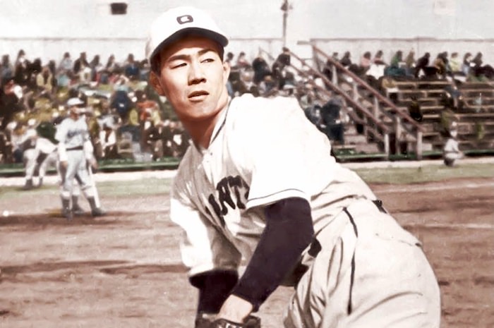 若くして戦死した沢村栄治（カラー着色）